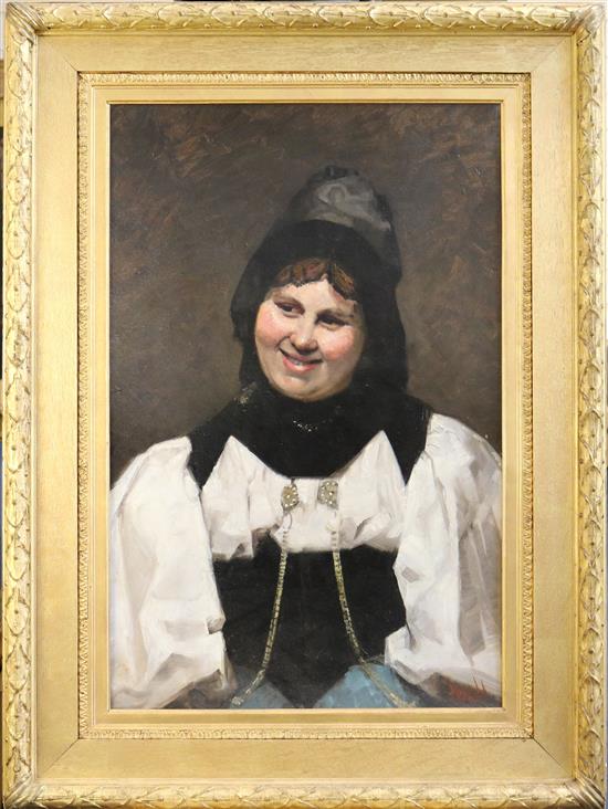 F. Small Portrait of a Flemish woman 27.5 x 18in.